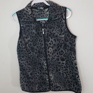 Fuzzy Gray & White Zip Up Vest